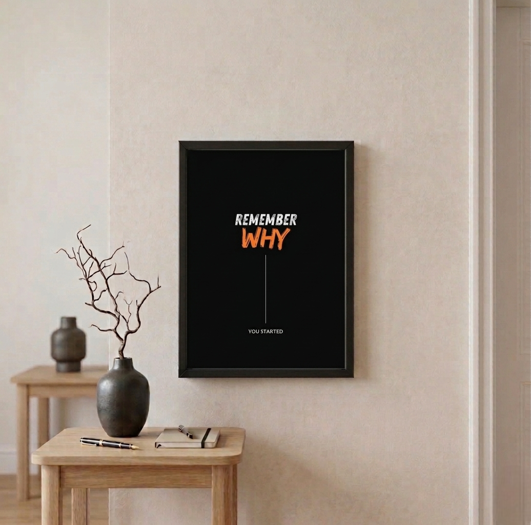 Premium Black Wooden Motivational Frame – "REMEMBER WHY YOU STATRTED" - Image 2