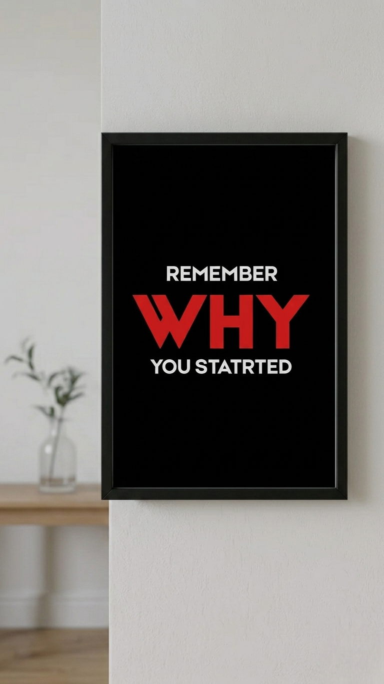 Premium Black Wooden Motivational Frame – "REMEMBER WHY YOU STATRTED"